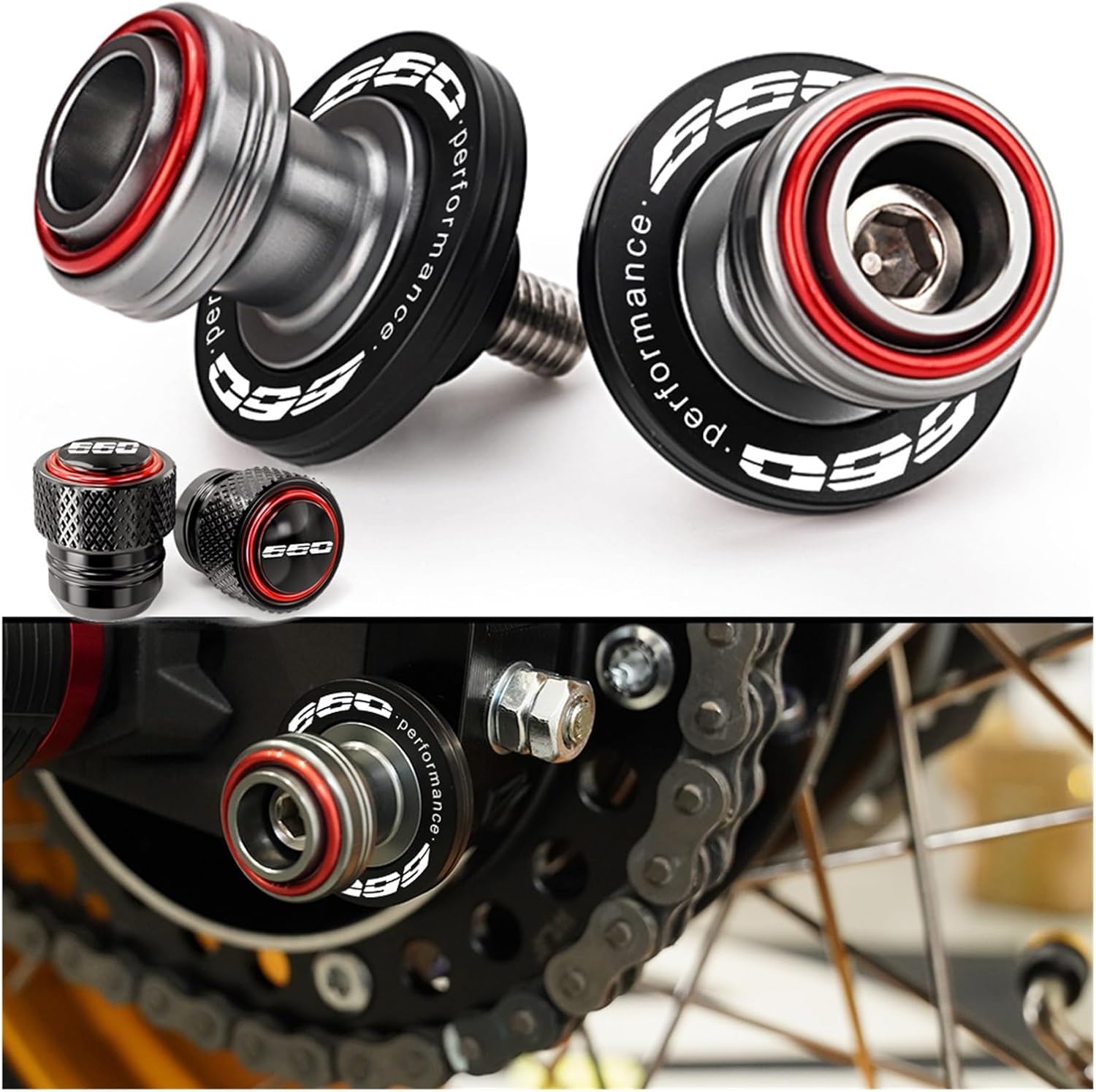 M8 Swingarm Spools Trident 660 Tiger Sport Daytona 2024 Accessorie Slider Stand Swing Arm Valve Caps(Red)