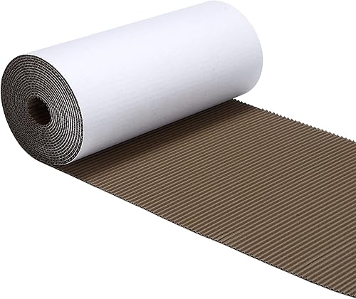 Geyoga Rollo de cartón corrugado de una sola cara con flauta B, rollo corrugado para embalaje, almacenamiento, envío, bricolaje (blanco, 12 x 394