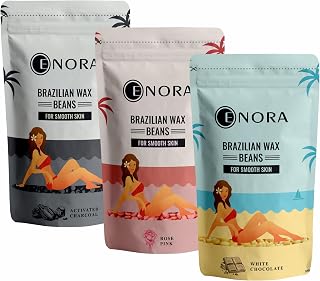 ENORA Hair Removal Brazilian Hard Wax Beans: White Chocolate, Rose Pink, Activated Charcoal (100 Gram Each) | Pack of 3 | ... Price In India
