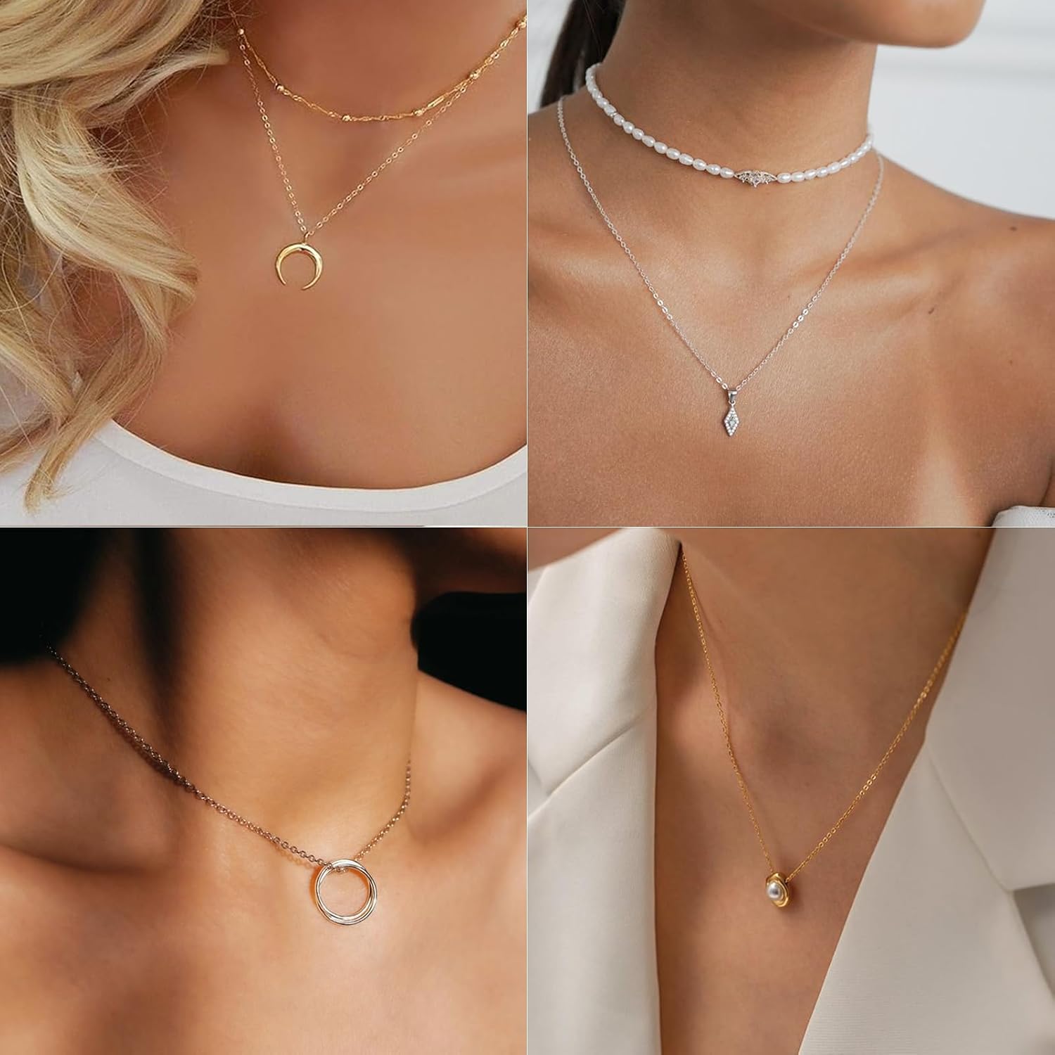 24 PCS Gold and Silver Adjustable Necklace Bulk 2mm Dainty Cable Chains for DIY Jewelry Making Stainless Steel Charm Necklace with Extender Lobster Clasps for Women（16 Inch & 18 Inch）