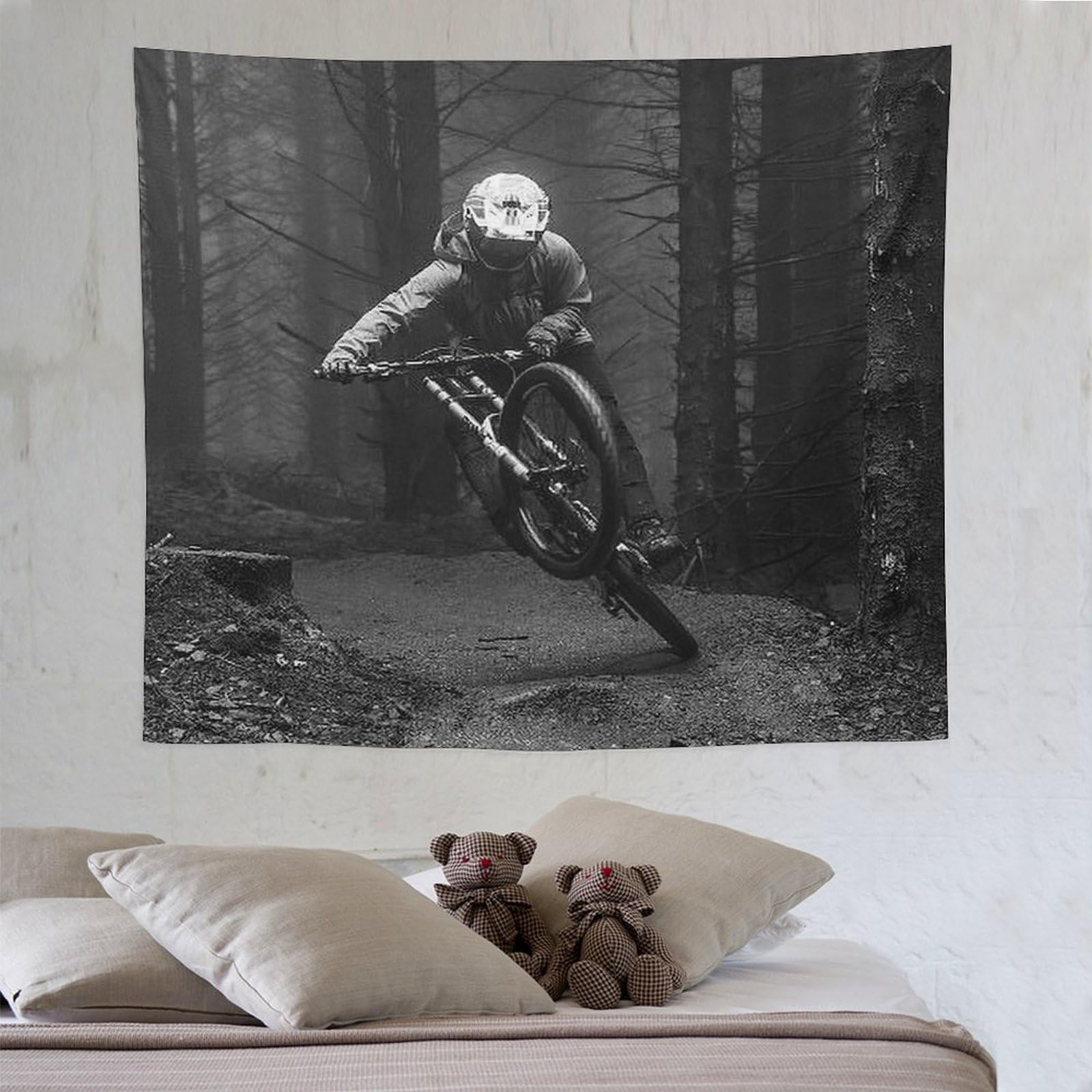 PAZZK Mountain Bike Tapestry Wall Hanging, Polyester Tapestry, Wall Cloths for Room Dorm Bedroom 130×150cm — image 1
