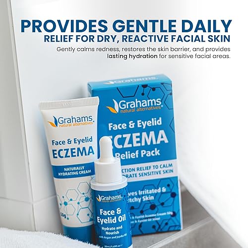 Miniatura 3 de Grahams Natural Kit de alivio del eccema facial y de párpados, tratamiento para piel seca, eczema, dermatitis pereriana y seborreica  Alivio de