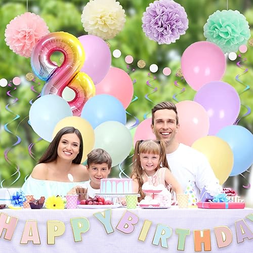 Miniatura 5 de BRT Bearingshui Decoraciones de cumpleaños número 8 para niñas y niños, globo arcoíris de 40 pulgadas con degradado de número 8, pancarta de feliz