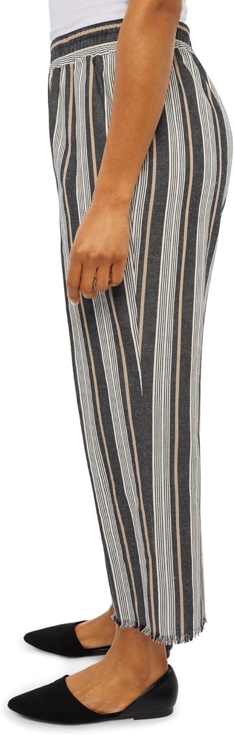 Alfred Dunner Women's Stripe Ankle Pant with Fringe