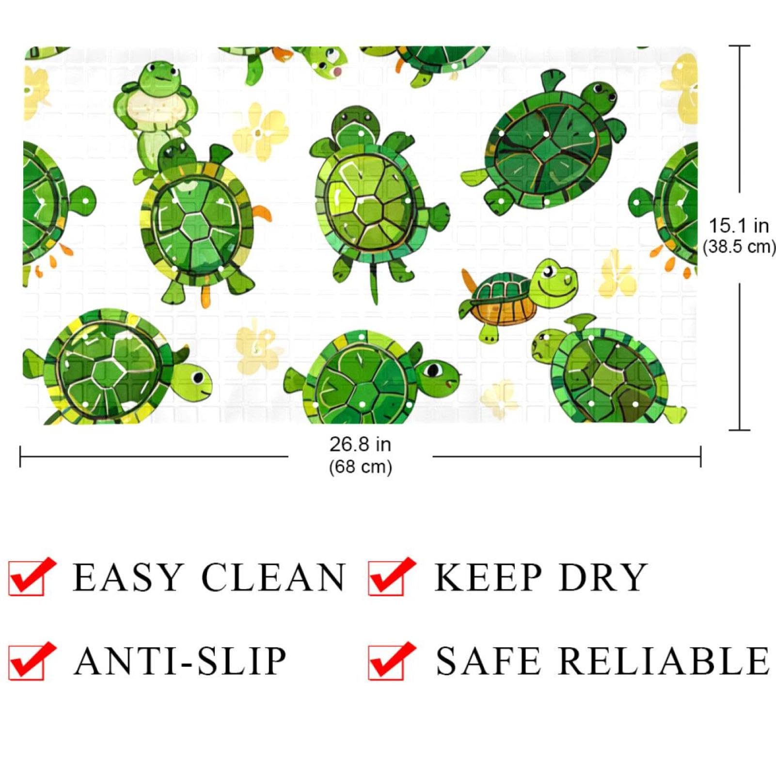 Tapis de bain de qualité supérieure - Antidérapant, facile à nettoyer et sans danger pour toute la famille - Motif tortue humoristique