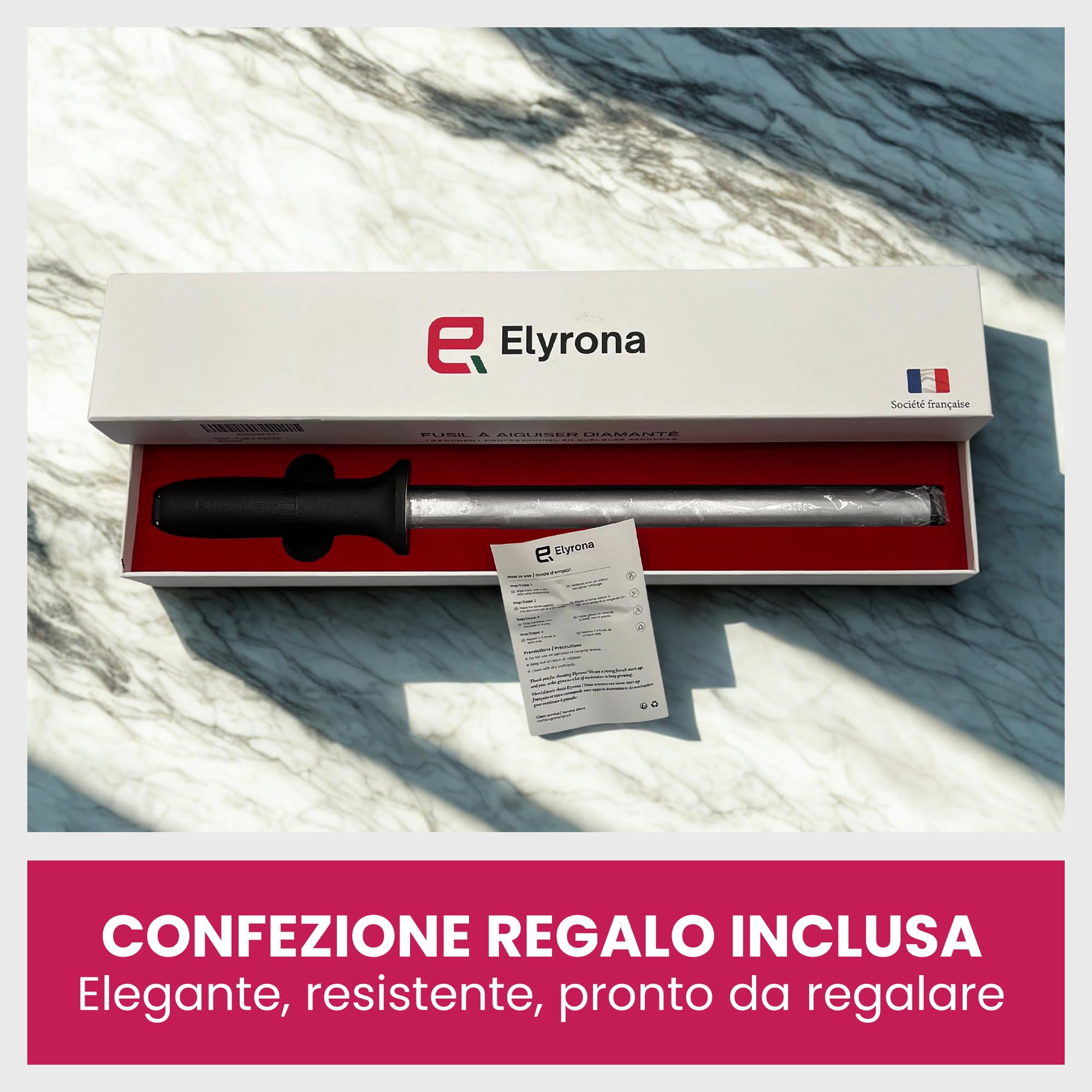 Affilacoltelli Professionale Diamantato 25 cm – Acciaino per Coltelli Cucina Manuale – Affila Coltelli Acciaio con Manico Antiscivolo – Mola Affilacoltelli per Tutti i Tipi di Lame