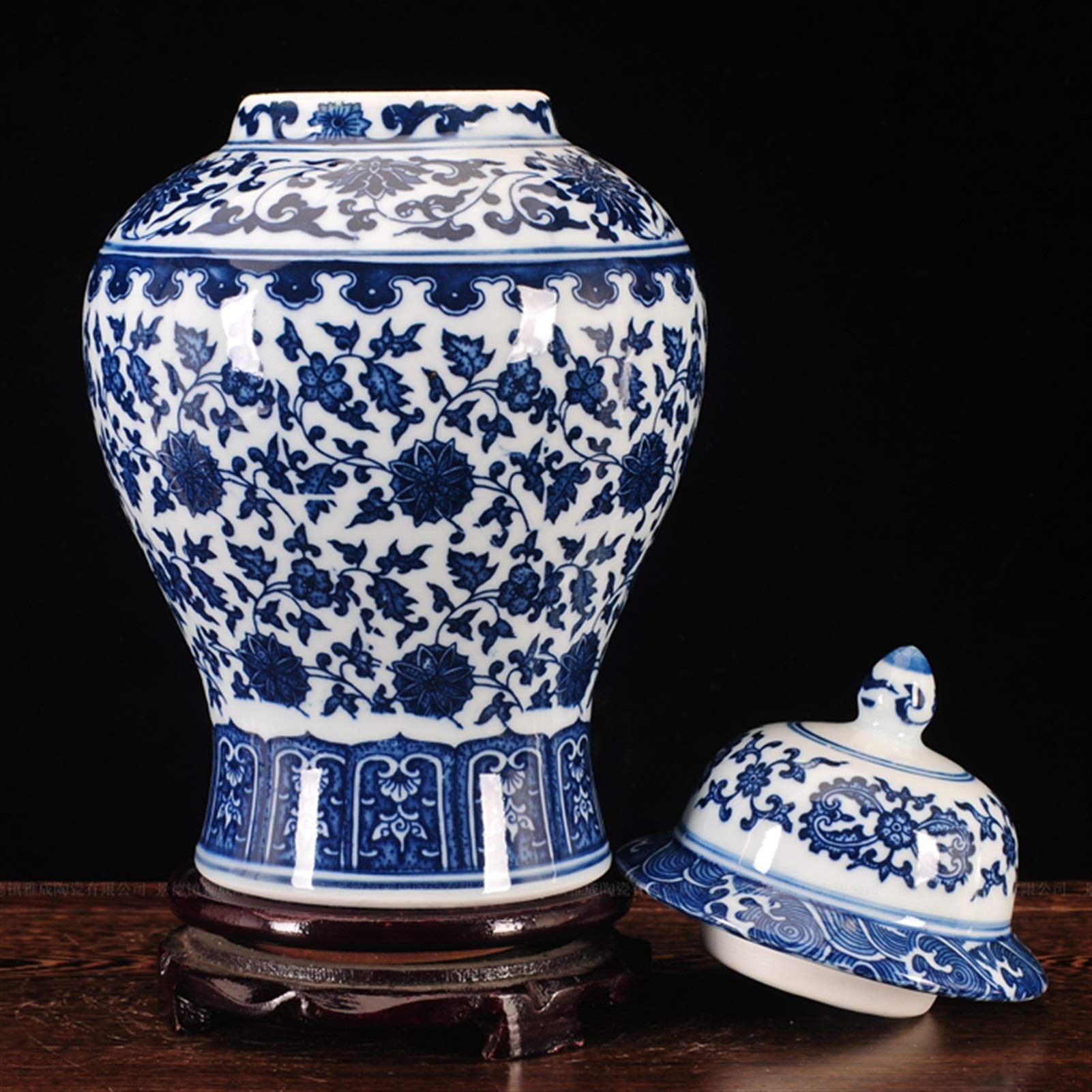 Wohnzimmerdekoration Vase Jingdezhen Keramikglas Antike Ornament, Blau und Weiß TV-Schrank Allgemeiner Handwerk Dekorative Vase Vase (Size : Large)