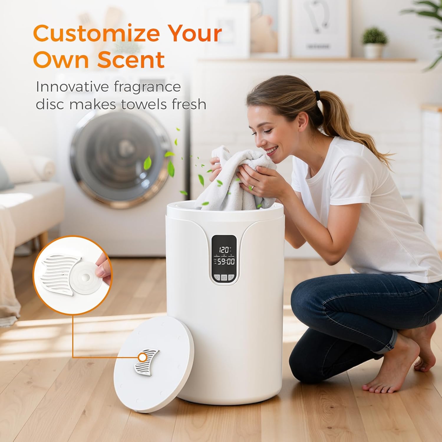 COWSAR Towel Warmers for Bathroom with 24 Timer, 20L Hot Towel Warmer Bucket, LED Display, Temperature Asjustable, Auto Shut Off, Fits Up to Oversized Towels, Bathrobes, Blankets (White+LED Display)