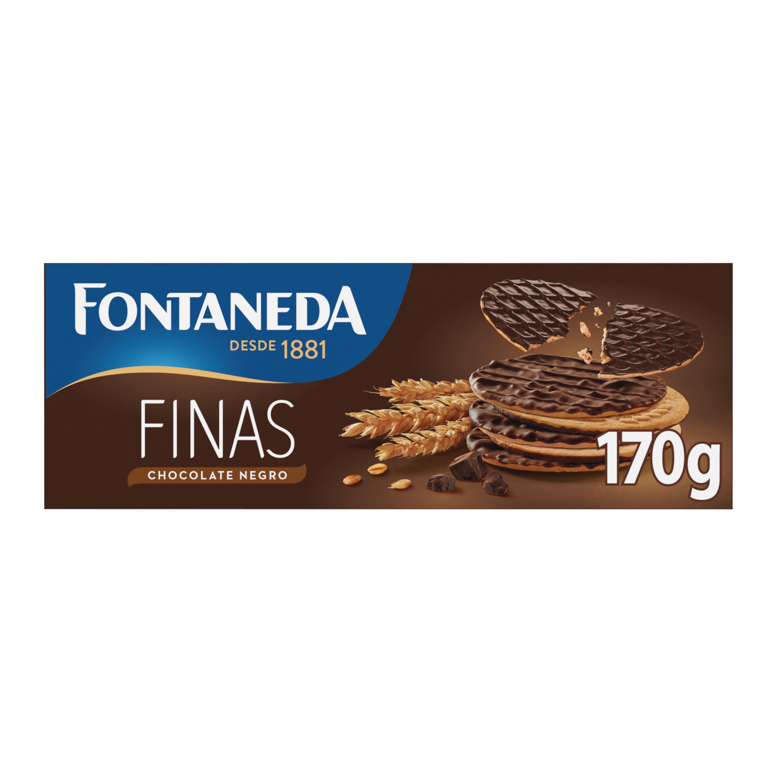 Fontaneda Galletas Digestive Finas Cubiertas de Chocolate Negro, 170 g