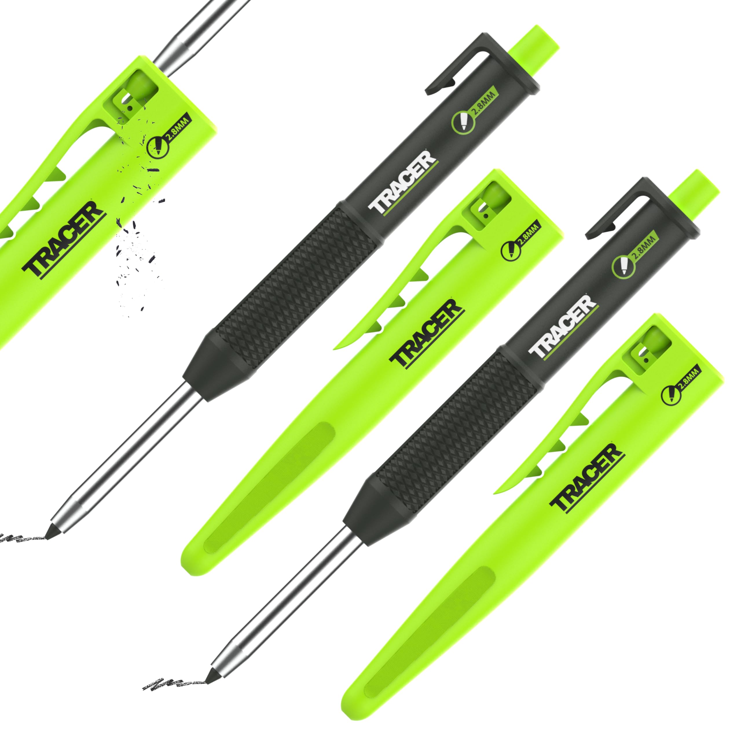 Tracer Pencil 2.0 Twin Pack โ 2 x Deep Hole Carpenters Pencil & Holster