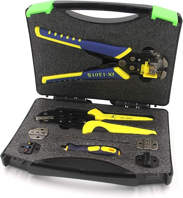 Wire Crimper, Tomshin Alicate de crimpagem profissional multifuncional de engenharia Terminal de catraca Alicate de crimpagem Decapador de fio Braçadeira de crimpagem Ferrule Kit de alicate de terminais de cabo de ferramenta