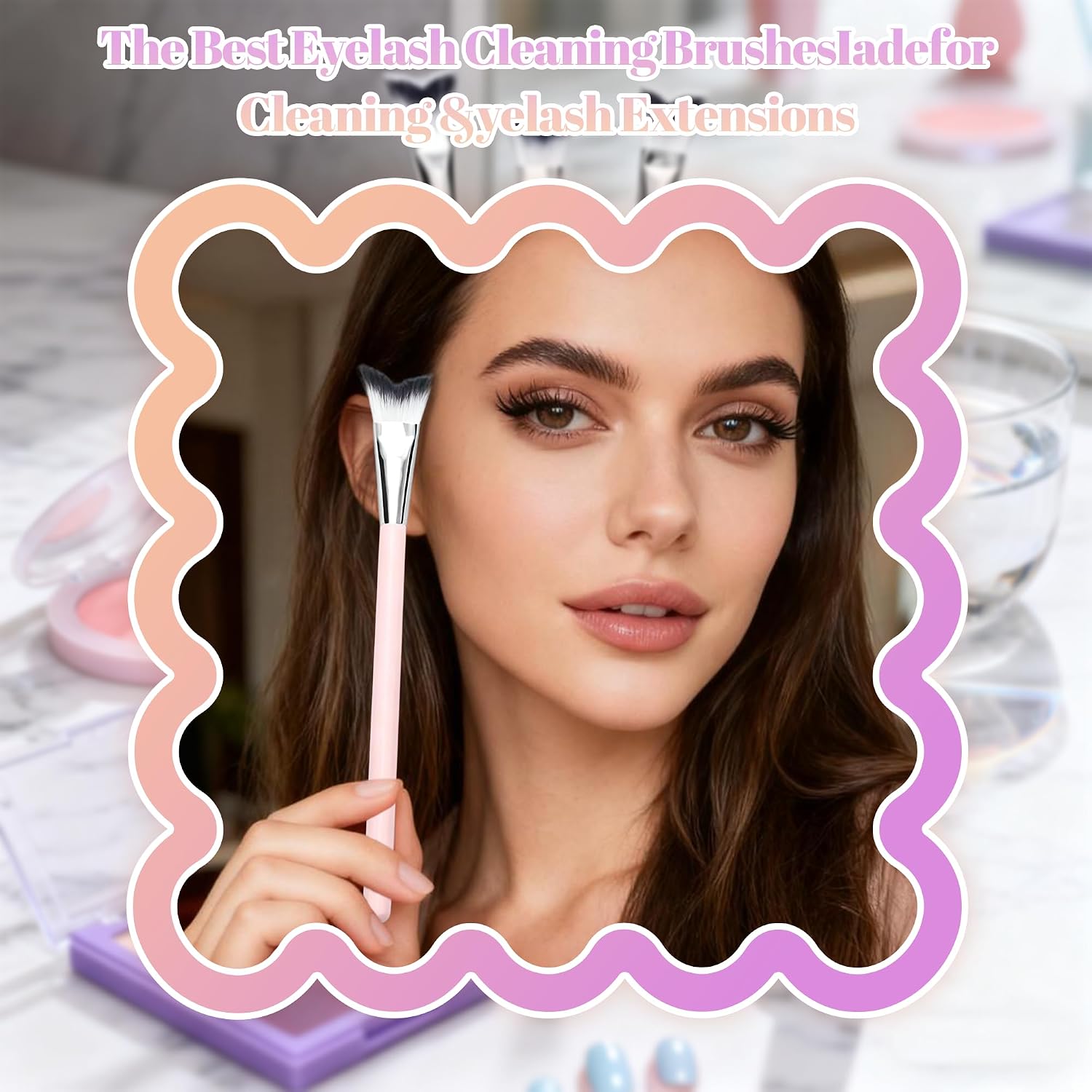 30Pcs Lash Cleaning Brush Curved Fluffy Lash Shampoo Brushes Bulk Eyelash Wash Brush Eyelash Extension for Cleaning, Facial Cleaner Tool for Home Salon Eyelash Extension Makeup Remover