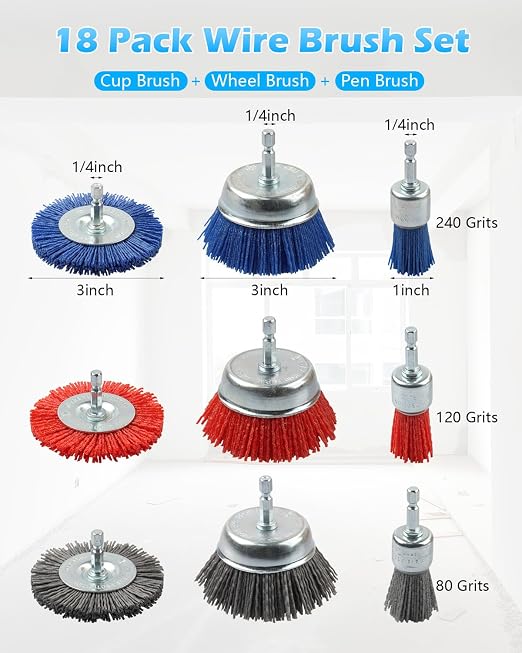 Set de 18 cepillos de hilo abrasivo de nylon Rocaris miniatura 2