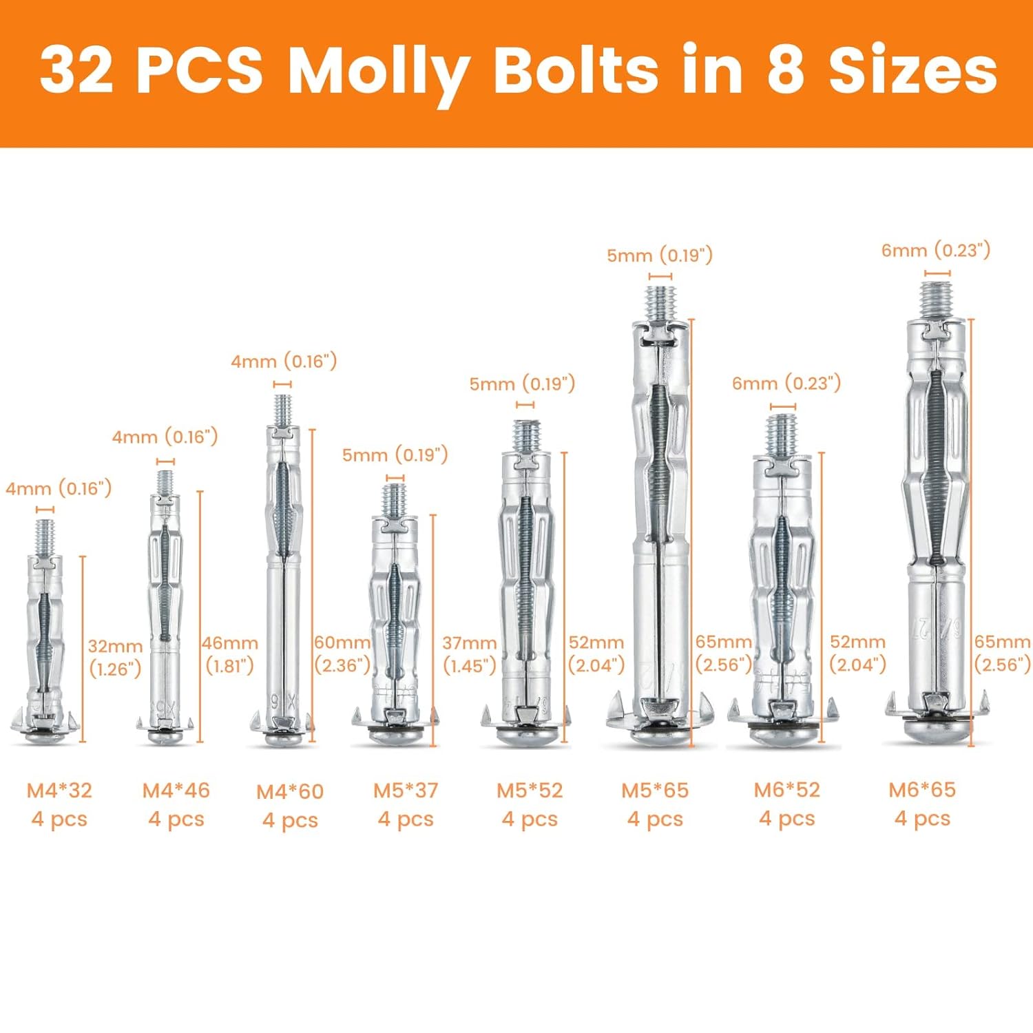 Buy FOREVTL Hollow Wall Anchor Setting Tool 32 PCS Molly Bolts in 8