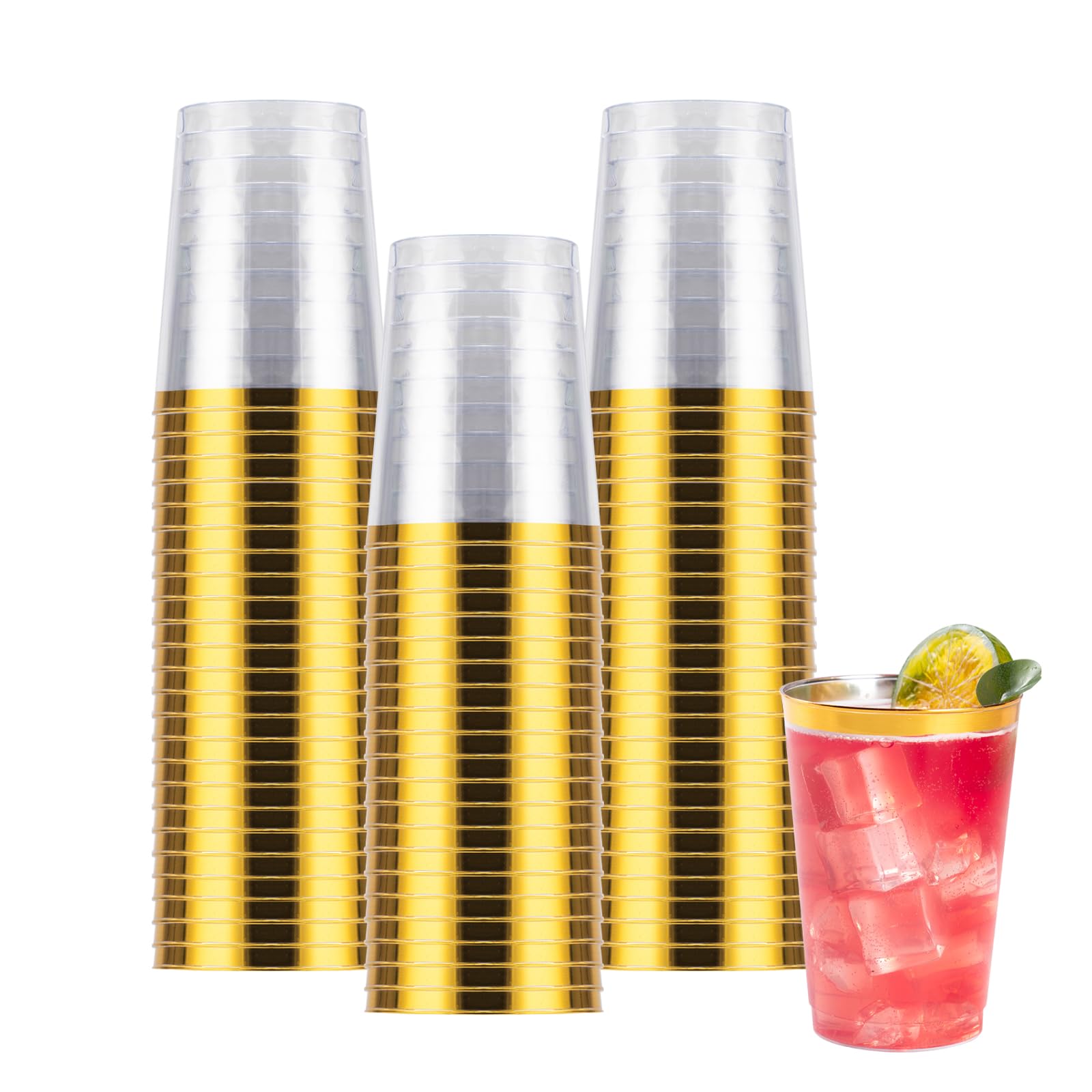 Goodluck 100PCS 9oz Gold Plastic Cups for Party, Disposable Gold Rim Cups — Amazon image 21