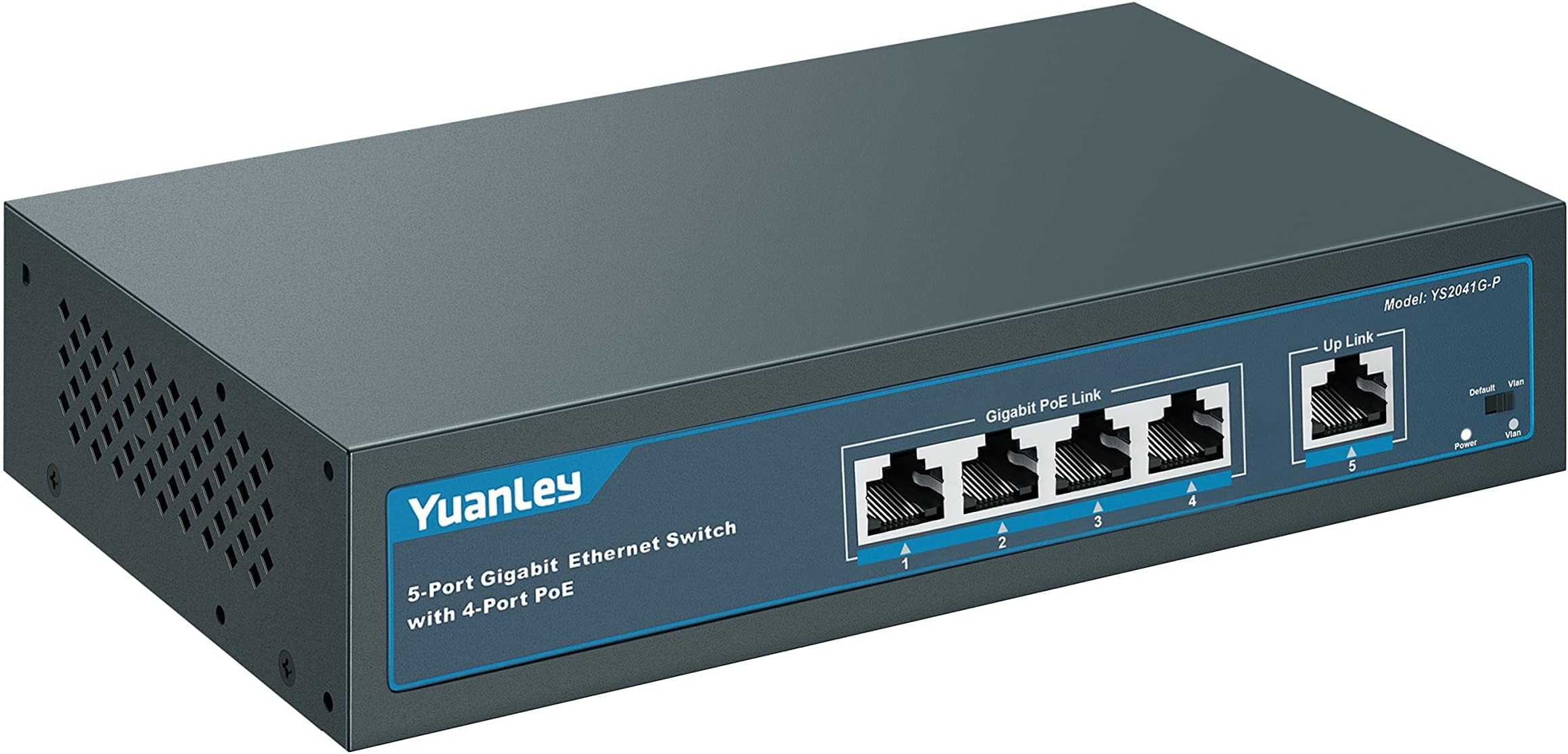 YuanLey 5 Port Gigabit PoE Switch with 4 Port PoE+ 1000Mbps, 802.3af/at 78W Built-in Power, Fanless Metal Unmanaged Plug & Play