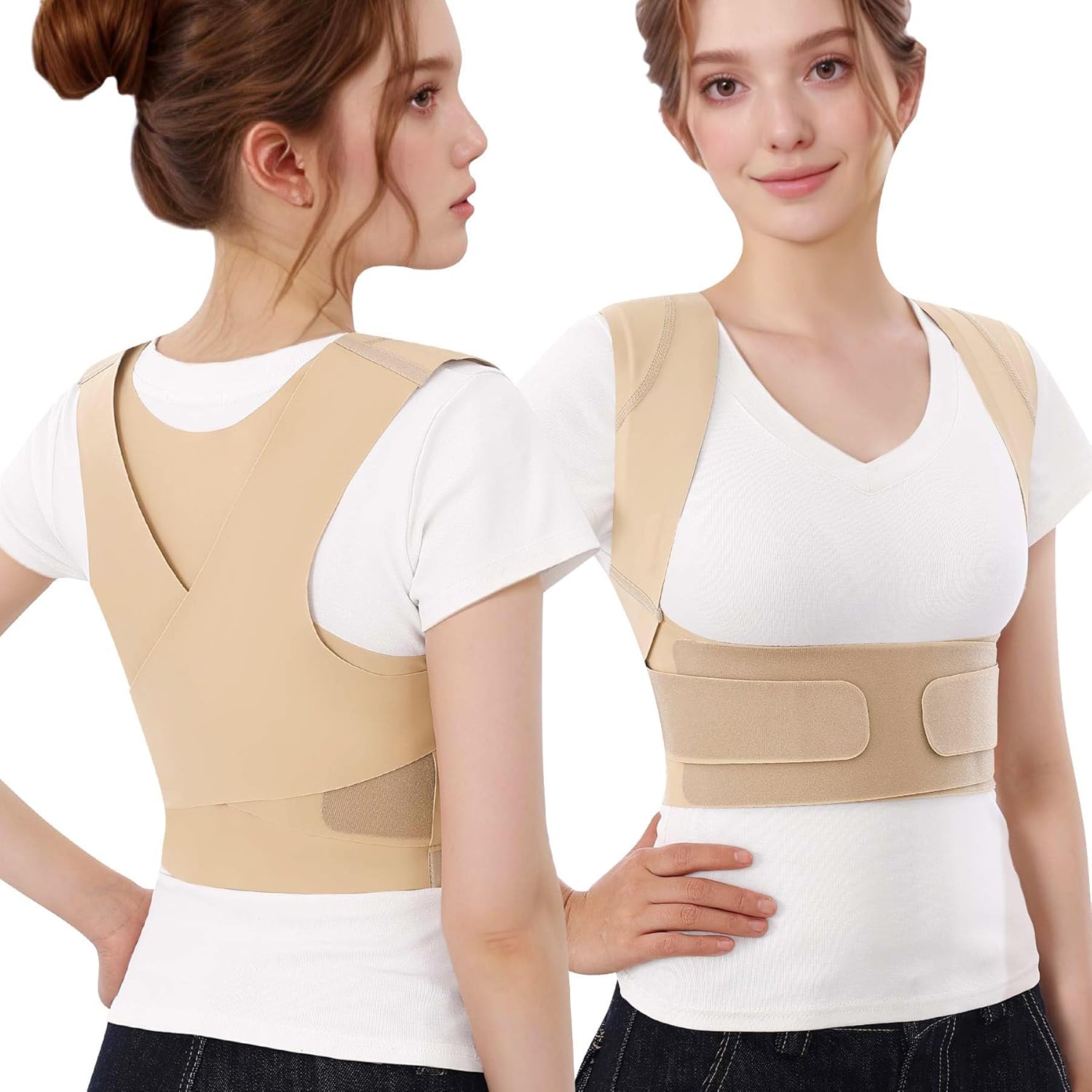 Posture Corrector for Women Back Brace Lower Pain Support Straightener Braces Scoliosis Upper Full Spine Hunchback Dowagers Hump Instant Thoracic Relief Plus Size Highest Rated Beige Small