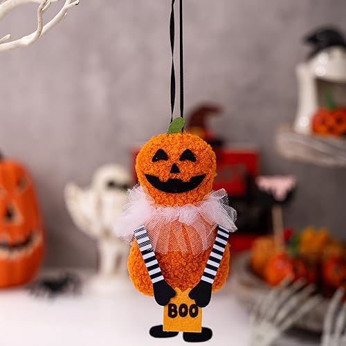 Miniatura 5 de Juego de 4 adornos para árbol de Halloween, gato negro, calabaza, esqueleto, fantasma, decoraciones colgantes para fiestas de vacaciones, decoración