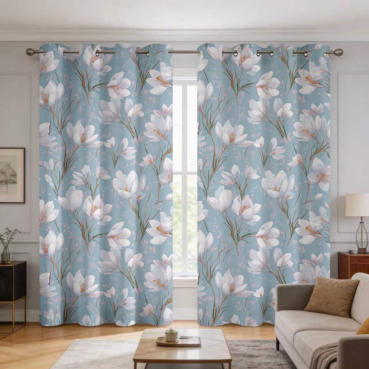 Rideaux occultants fleuris isolants contre la lumière pour préserver l'intimité de la chambre