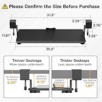 Vista 2 de BONTEC KMT01 - Bandeja para teclado debajo del escritorio, extraíble con abrazadera en C, plataforma para teclado y ratón con cajón deslizable