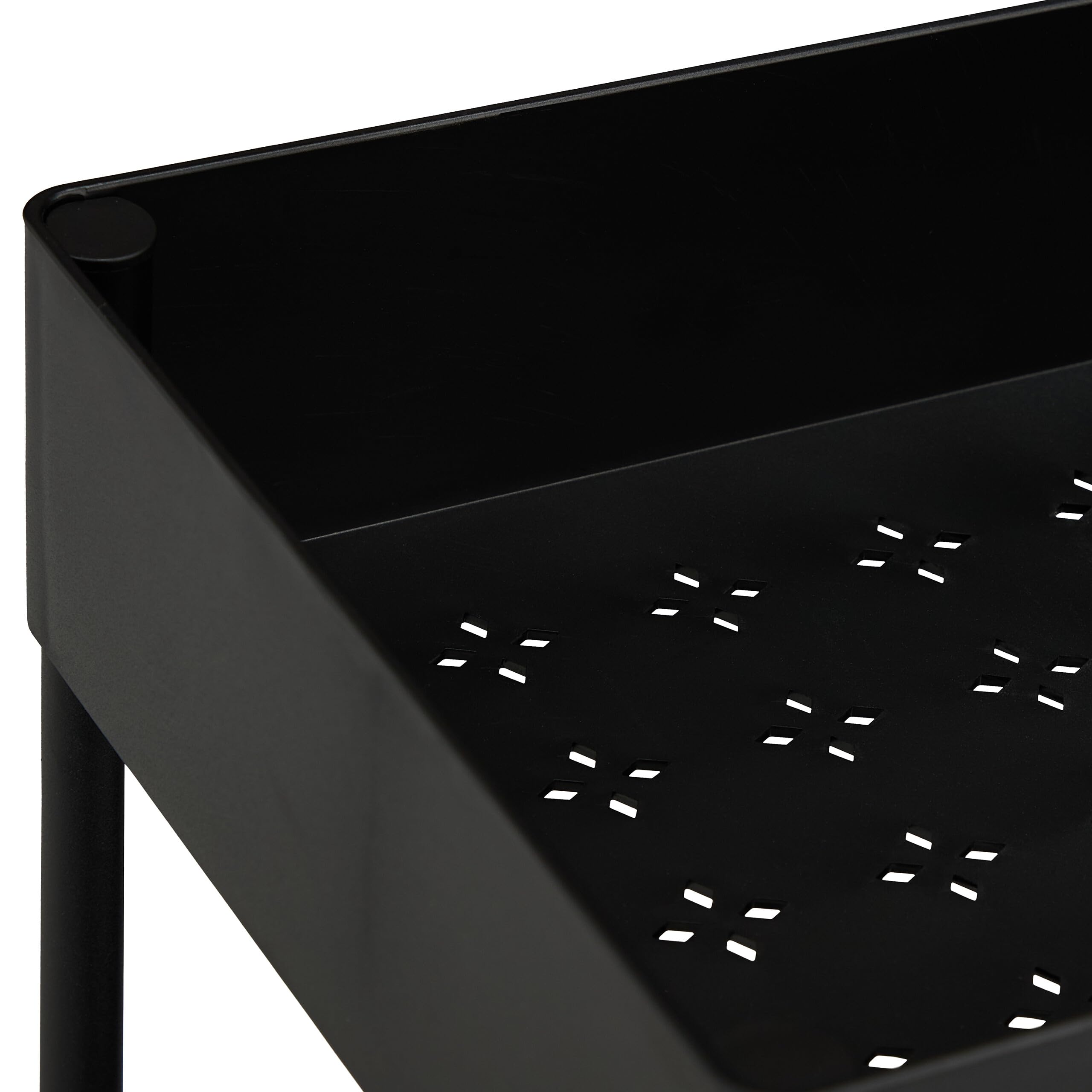 Relaxdays Carrito Auxiliar Ruedas, Carro Cocina 2 Niveles, Camarera, Verdulero, Baño y Oficina, 38x39,5x21,5 cm, Negro