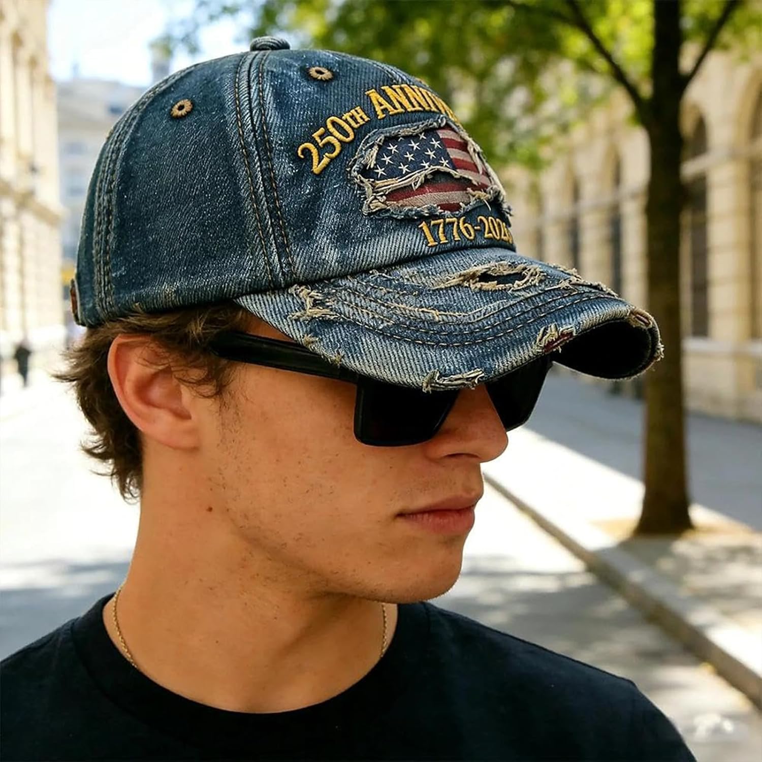 250 Anniversary USA Hat,Patriotic Baseball Cap 1776-2026 - Adjustable USA Retro Denim Baseball Cap - Image 5