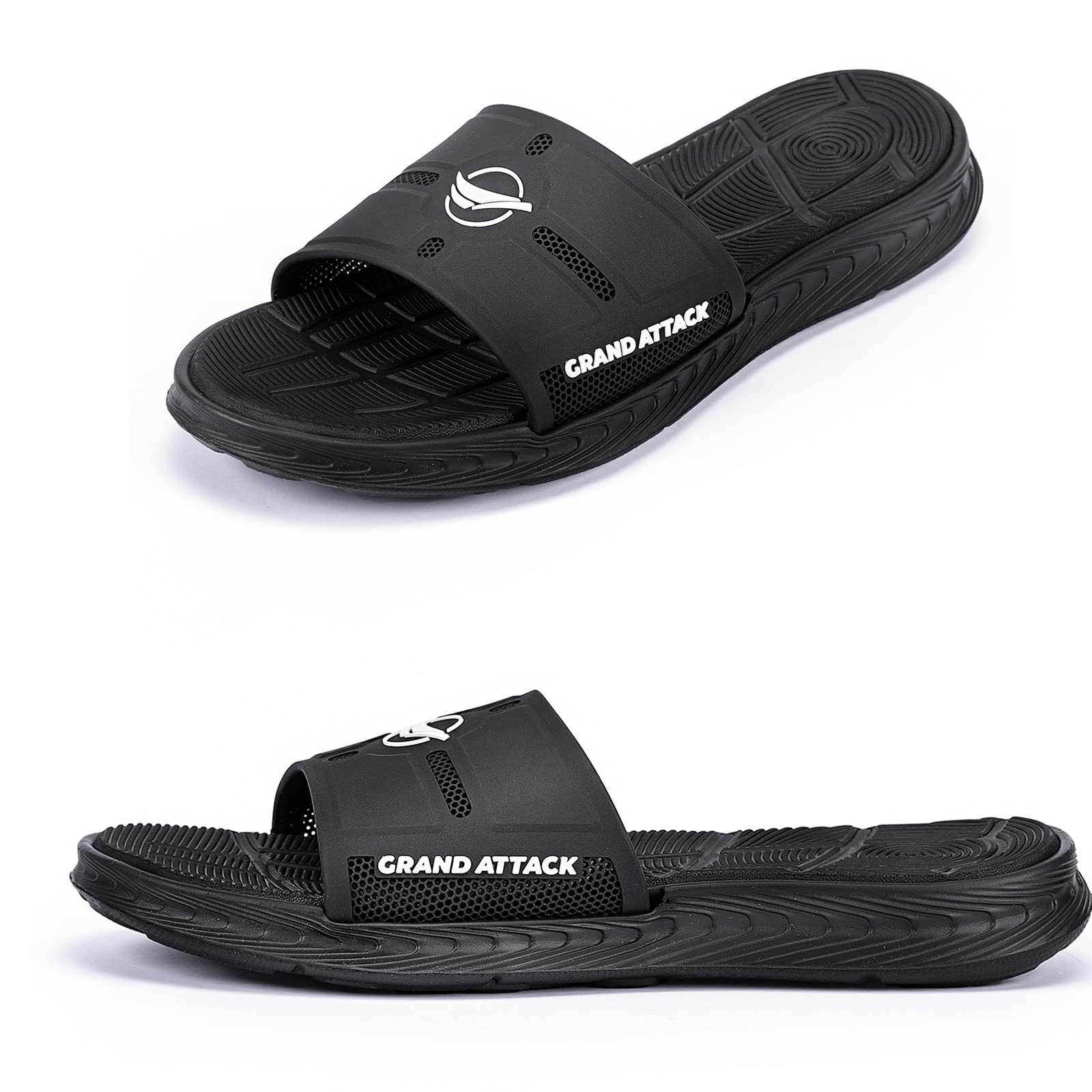 Grand Attack Mens Slides Sandals With Soft Cushion,Flatform Open Toe