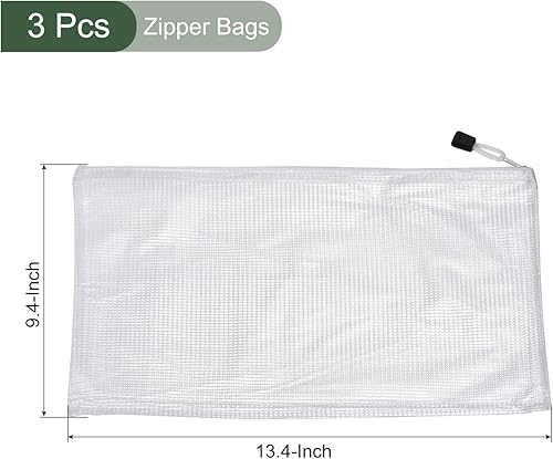 Miniatura 2 de YOKIVE Paquete de 3 bolsas de malla con cremallera, carpetas impermeables A4, bolsillos de malla para archivos, bolsa de viaje, ideal para oficina y