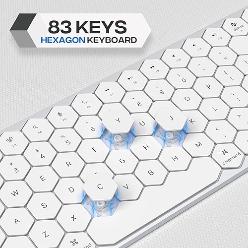 Miniatura 2 de GEEZER Teclado Bluetooth inalámbrico, teclado hexagonal, portátil, ultrafino, recargable, compacto, compatible con Mac, iPhone, iPad (blanco)