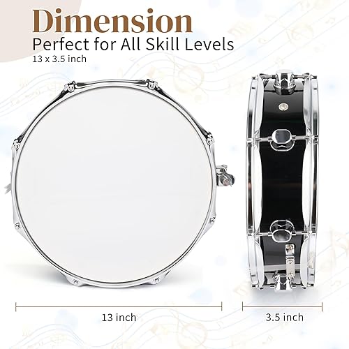 Miniatura 5 de Ktaxon Kit de tambor de caja de 13" x 3.5" pulgadas, juego de caja para estudiantes con material de primera calidad, excelente sonido, aspecto