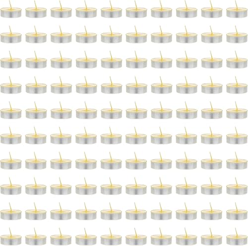 Mega Candles 100 velas aromáticas de té con aroma a citronela, velas de cera de parafina vertidas a mano 8 horas, ideal para uso en interiores y