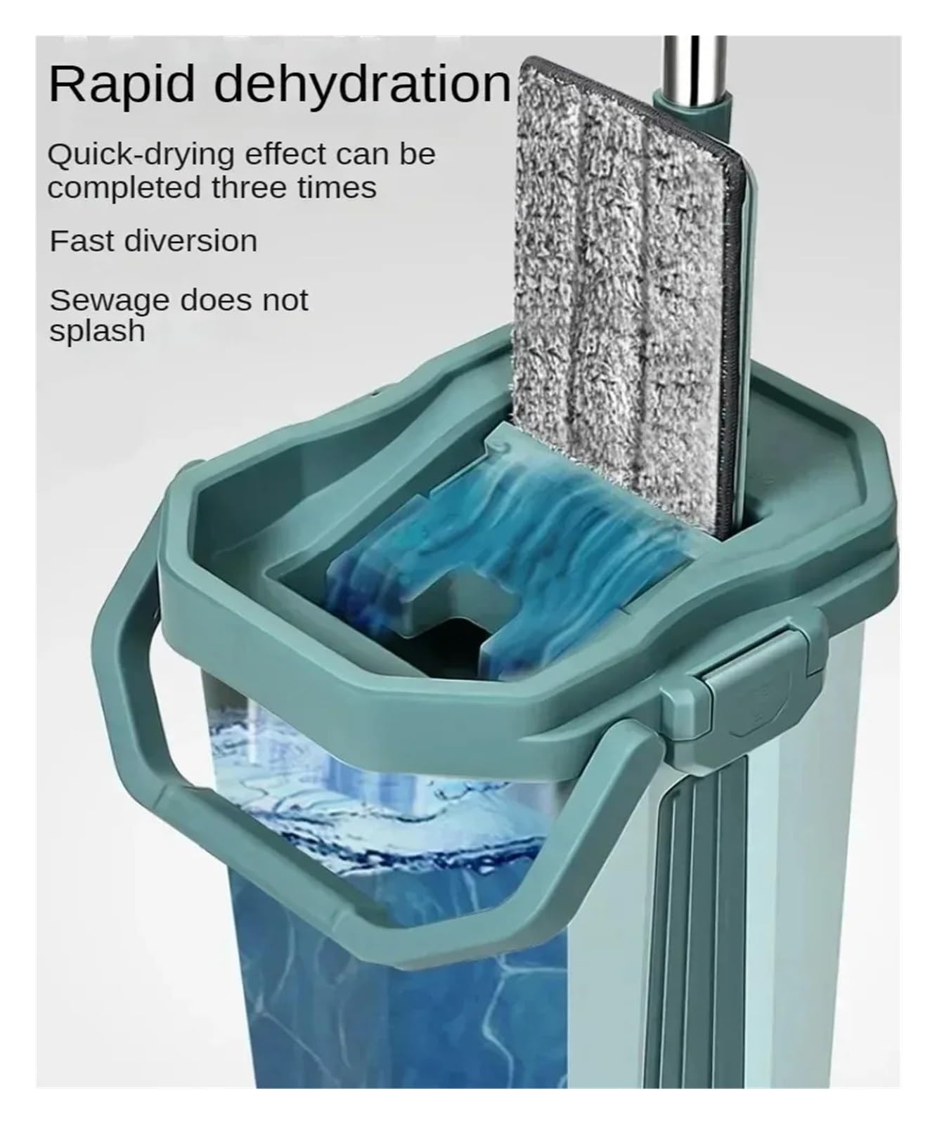 Trapeador de Piso Manos Libres con Cubo Separador de Aguas residuales, Limpieza en seco y húmedo, 360°, Juego de trapeadores Planos, Herramientas de Limpieza for el hogar(Mop with 6coth)