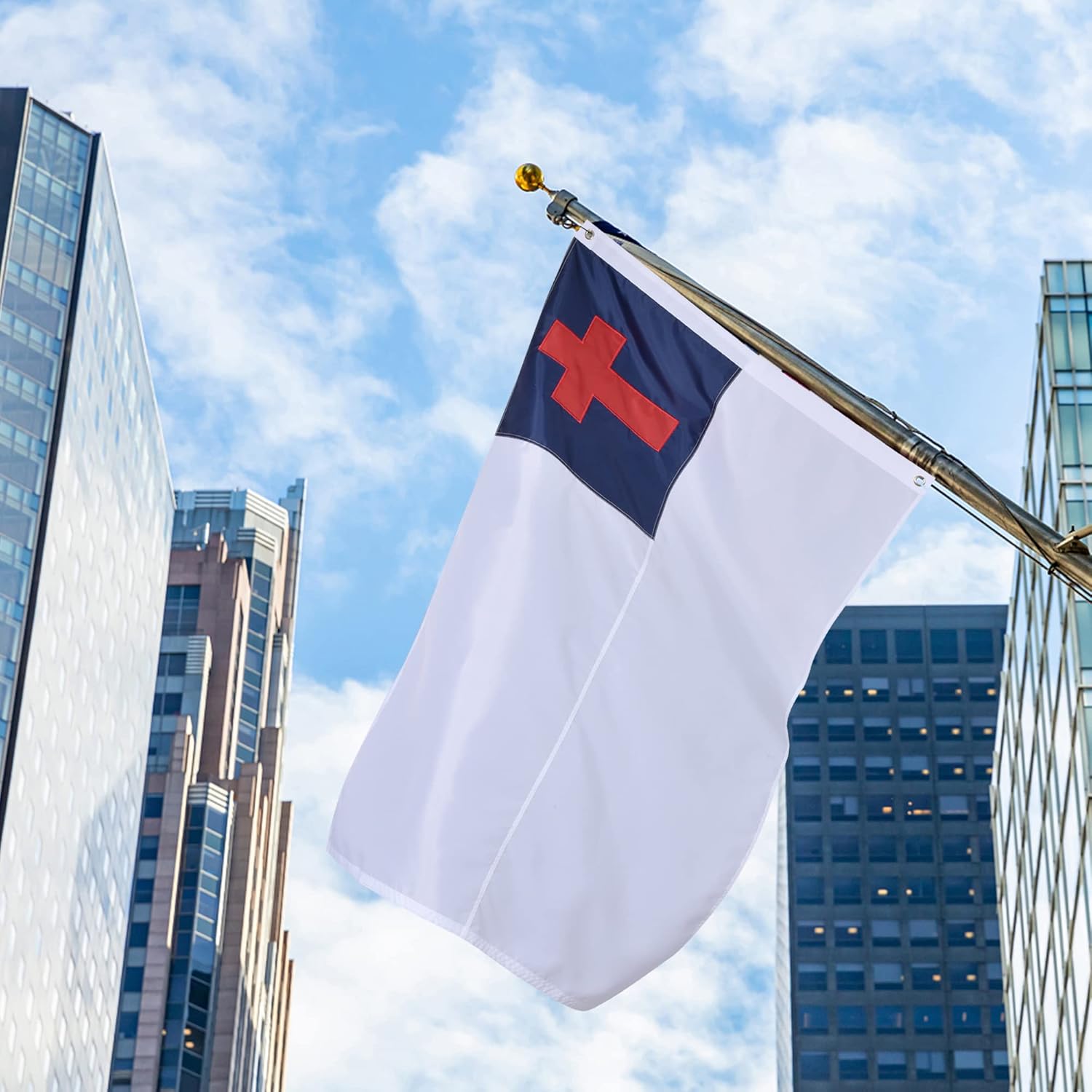 Christian Flag 3x5 Ft, Outdoor Embroidered Christianity Cross Church Jesus Faith Flags, Heavy Duty Durable, Premium Polyester, Brass Grommets - Image 7