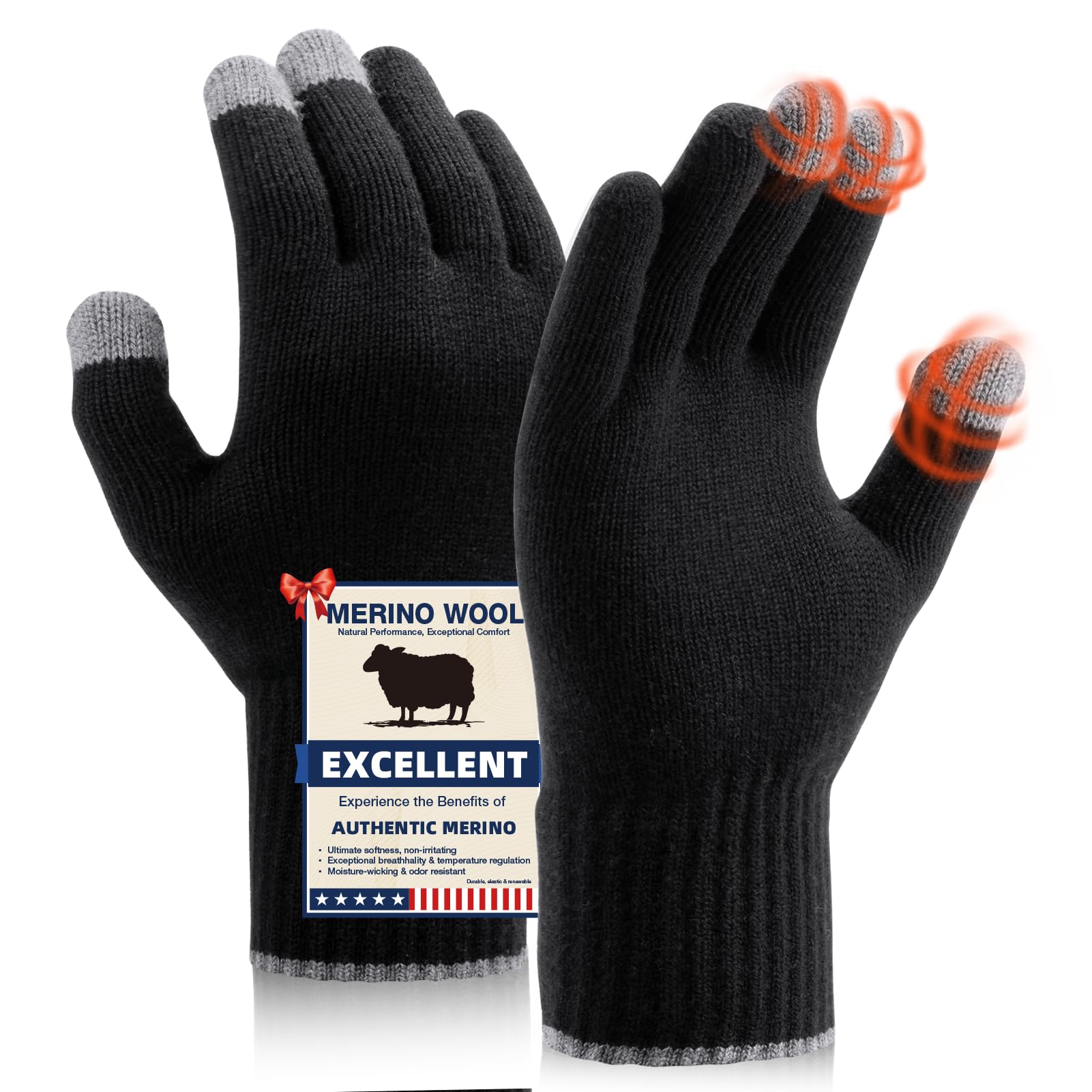 Merino Wool Touchscreen Glove Liners