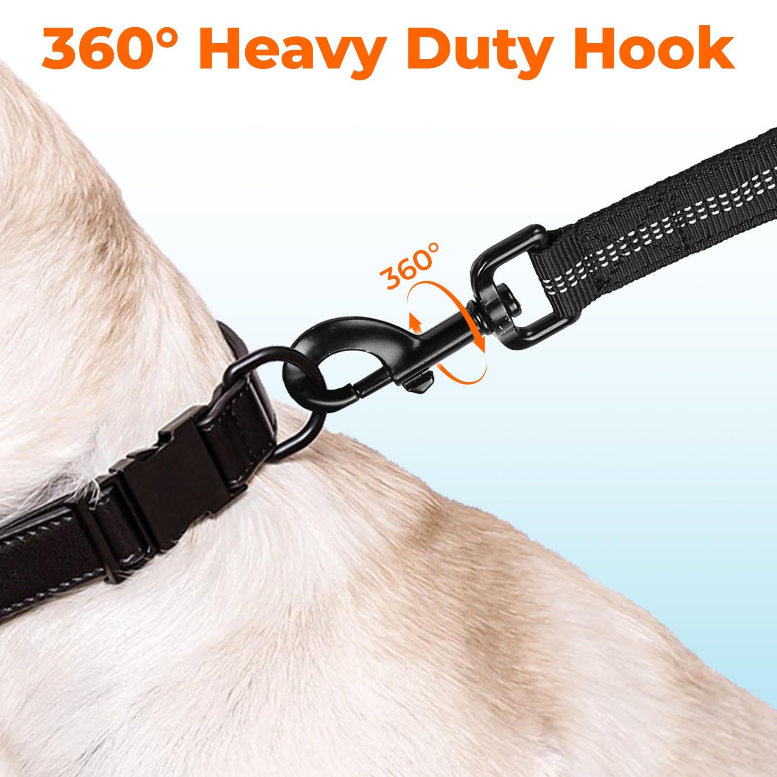 Smycz bungee dla psa 3,6-6,9 ft, smycz anti-pull z miękką wyściełaną rączką i krótkim uchwytem, amortyzująca smycz linowa, odblaskowa