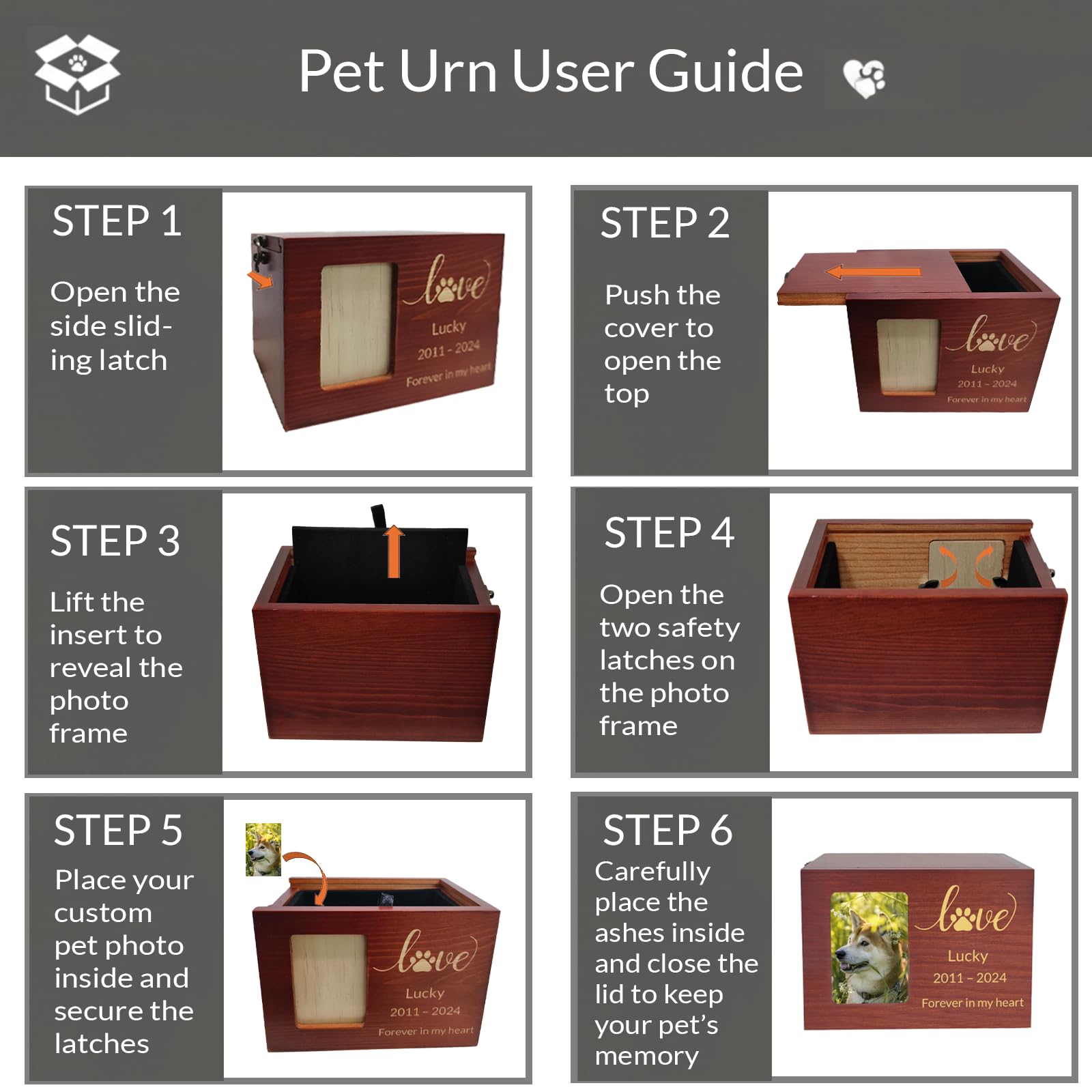 Urna commemorativa Personalizzata per Animali con Foto, Nome, Data e Testo inciso, in Legno o bambù di Dimensioni Medie per Cani, Gatti e Conigli (bambù)