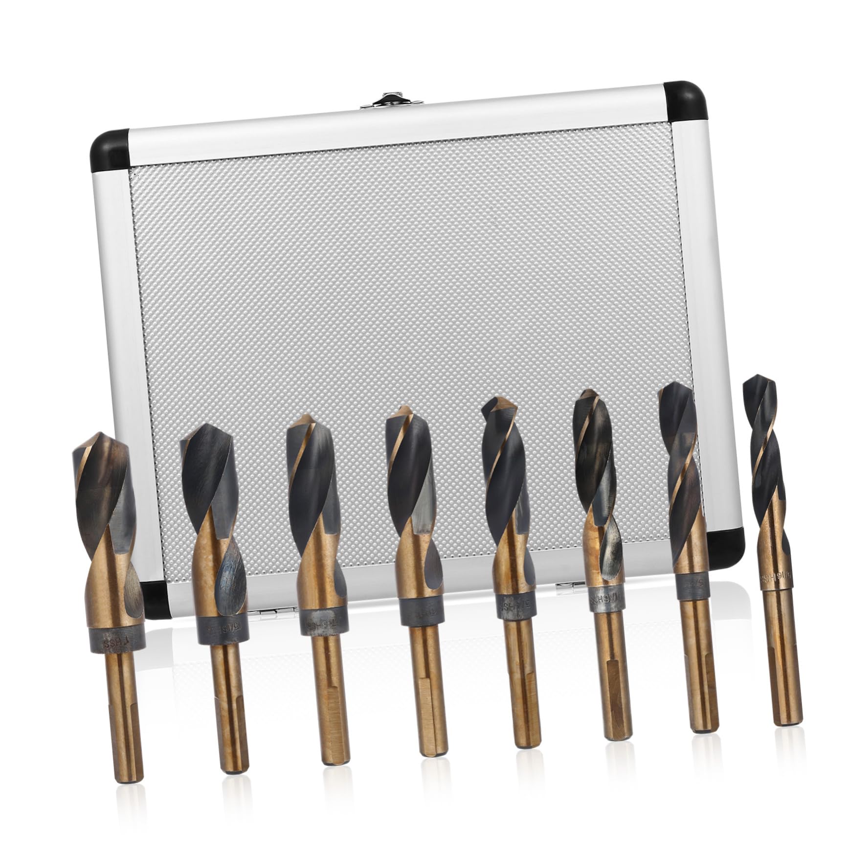 NUOBESTY Brocas Helicoidales 14-25mm de Acero Juego de 8 Perforación Precisa, Perforación Profunda, Caja de Aluminio para Metal y Madera