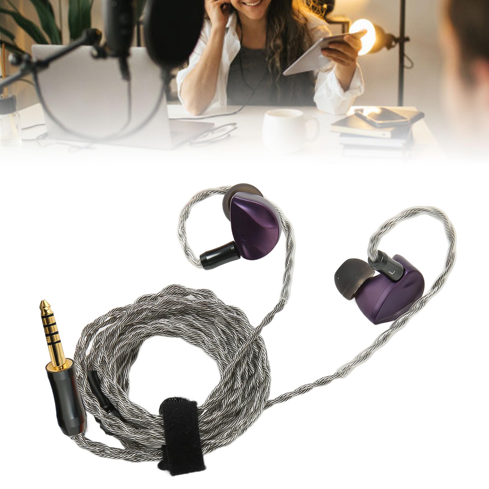 WINH Cuffie per Monitor, cuffie di regolazione cablate professionali con cavo staccabile per musicista, colore viola (4.4)