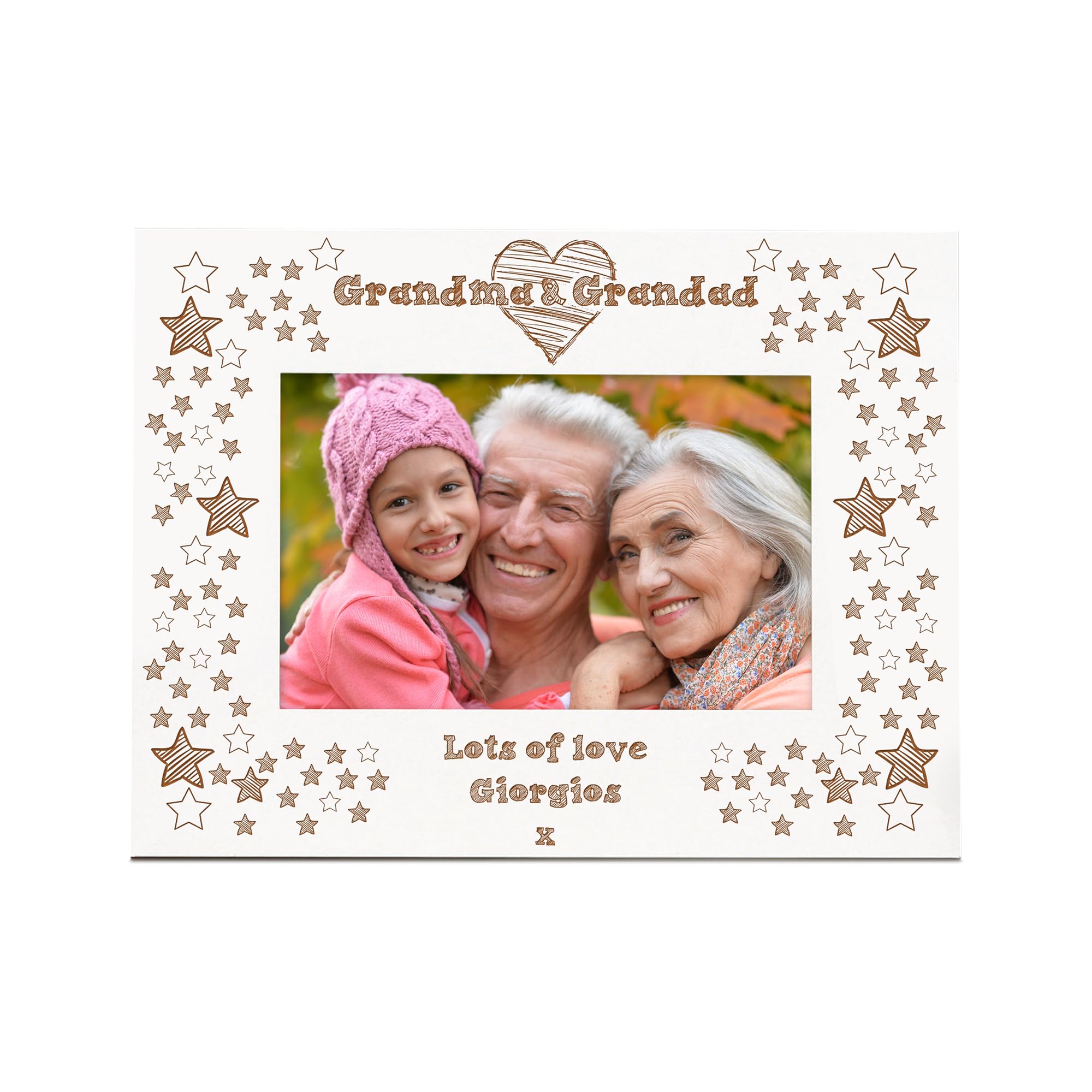 White Engraved Personalised Grandma & Grandad Picture Photo Frame Gift