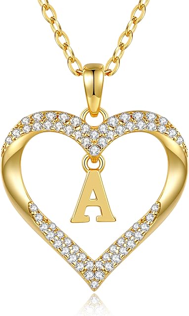 CDE Initial Necklaces for Women Girls, Alphabet Letter A to Z 925 Sterling Sliver Heart Necklace, Christmas Birthday Anniversary Valentine's Day Jewellery Gift for Women Her Wife