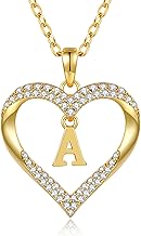 CDE Women's 18K Gold-Plated Necklace Initial Heart Pendant Letter Chain for Women A-Z Personalised Chain Jewellery Birthday Gift for Teenager Girls Women Girlfriend Valentine's Day Christmas Mother's