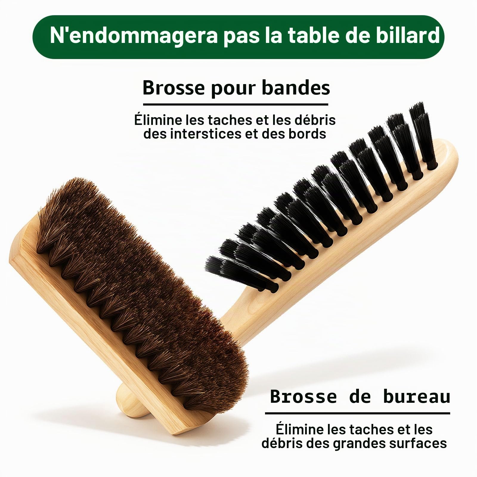 Kit de nettoyage de table de billard 8 pièces – Nettoyant puissant qui décompose rapidement la craie et les taches, restaure la douceur du feutre – avec brosse de table de billard et gant antistatique