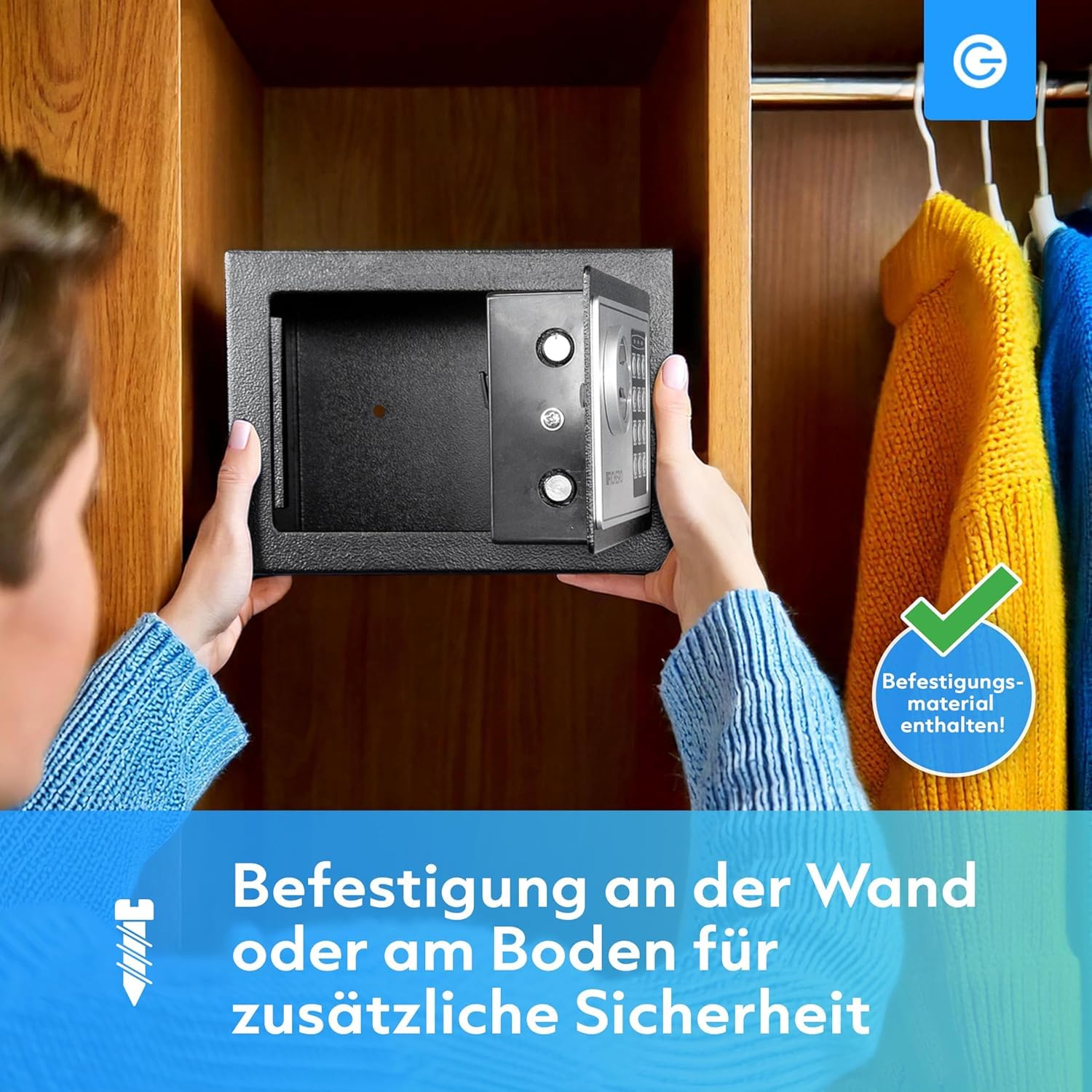 Silvergear® Tresor für Zuhause | Elektronischer Safe Tresor mit Zahlenschloss | Möbeltresor für Bargeld, Schmuck, Ausweise, Dokumente | Geldtresor aus Stahl, 2 Schlüsseln & Code | 17x23x17cm | Schwarz