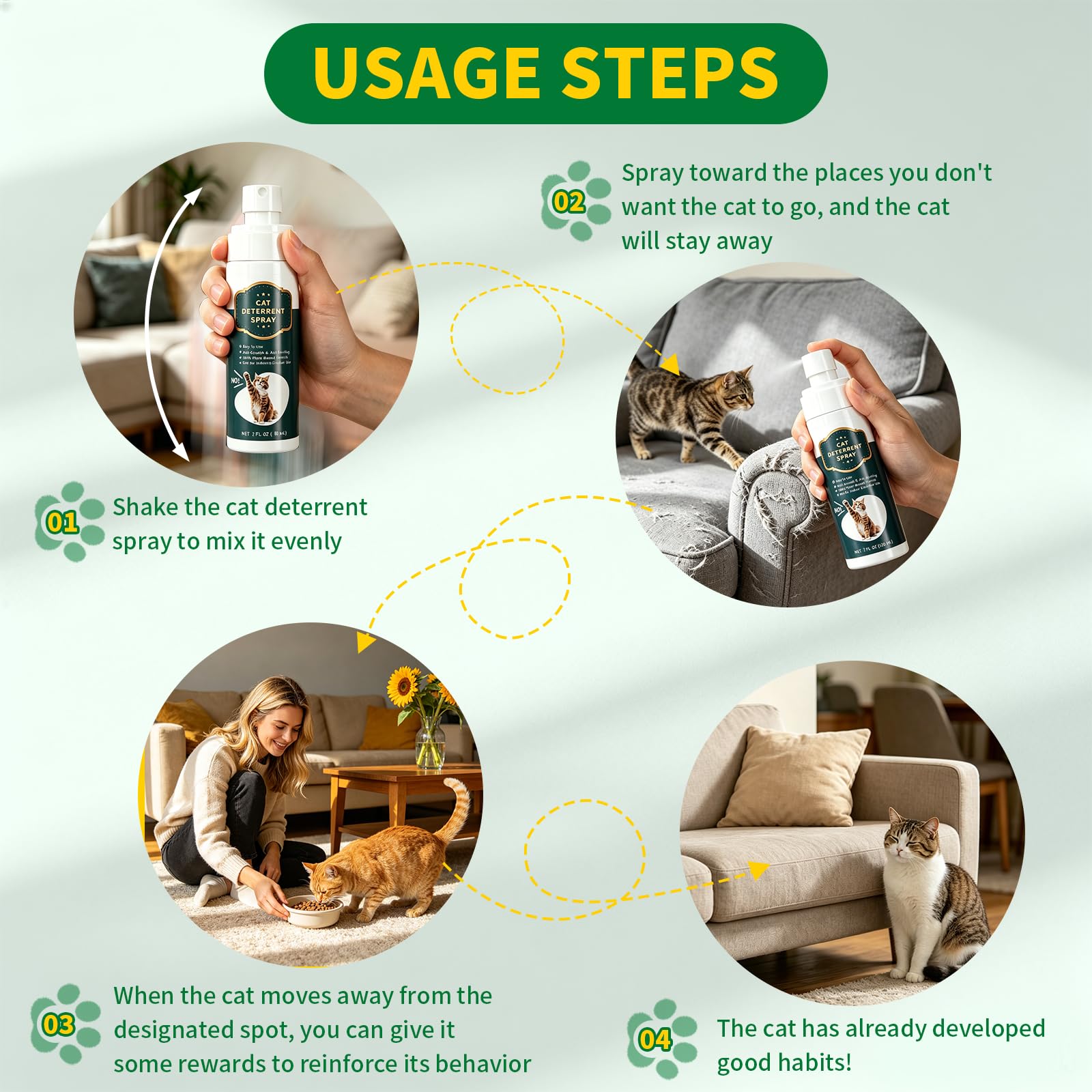 Cat Deterrent & Repellent Spray Anti-Scratch Training Aid, 4OZ 2 Pack