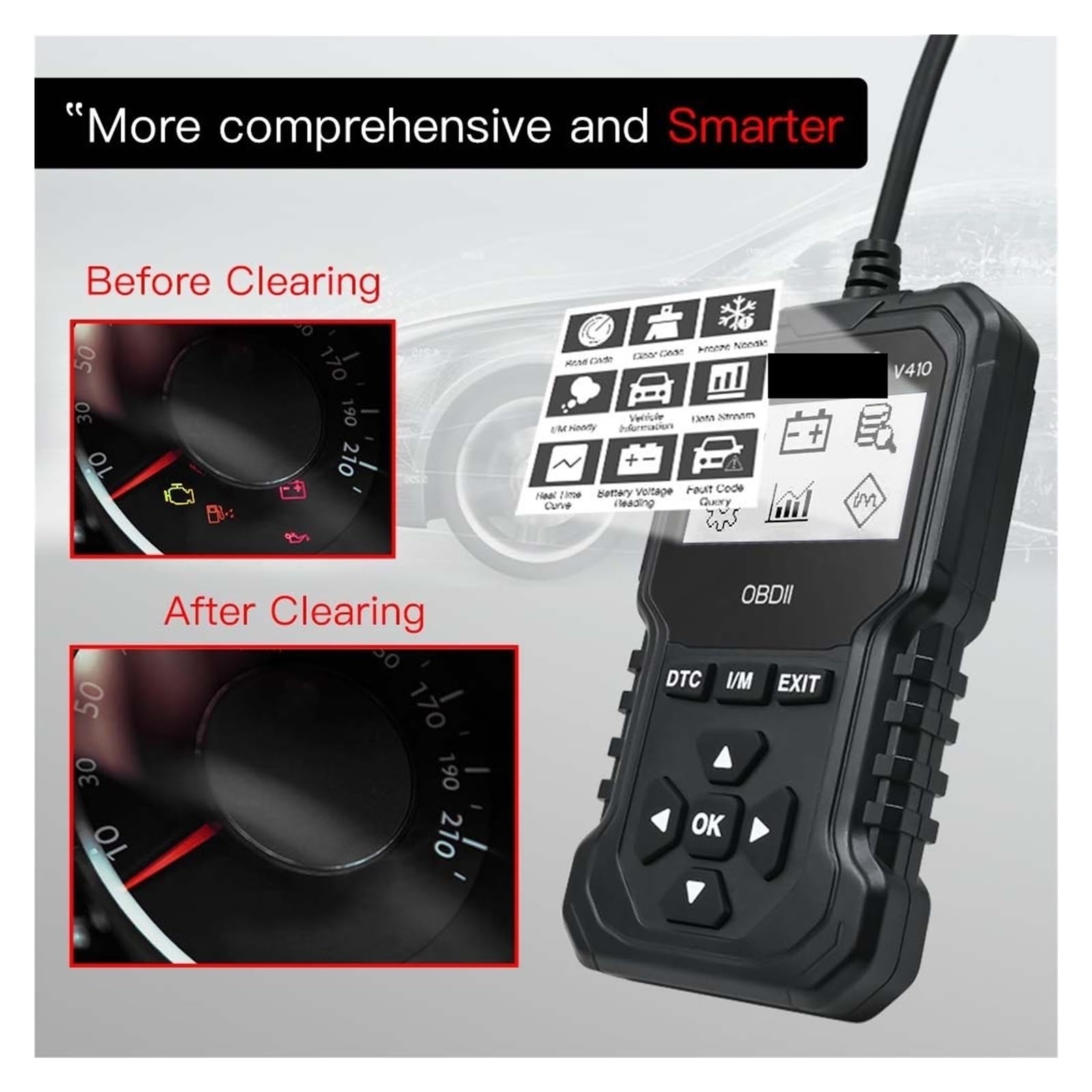 Lettore di Codici, Strumento di scansione for la Ricerca Codici DTC OBD2 for autoveicoli V410 for diagnosi guasti 'Auto per Il Controllo del Motore dell'auto