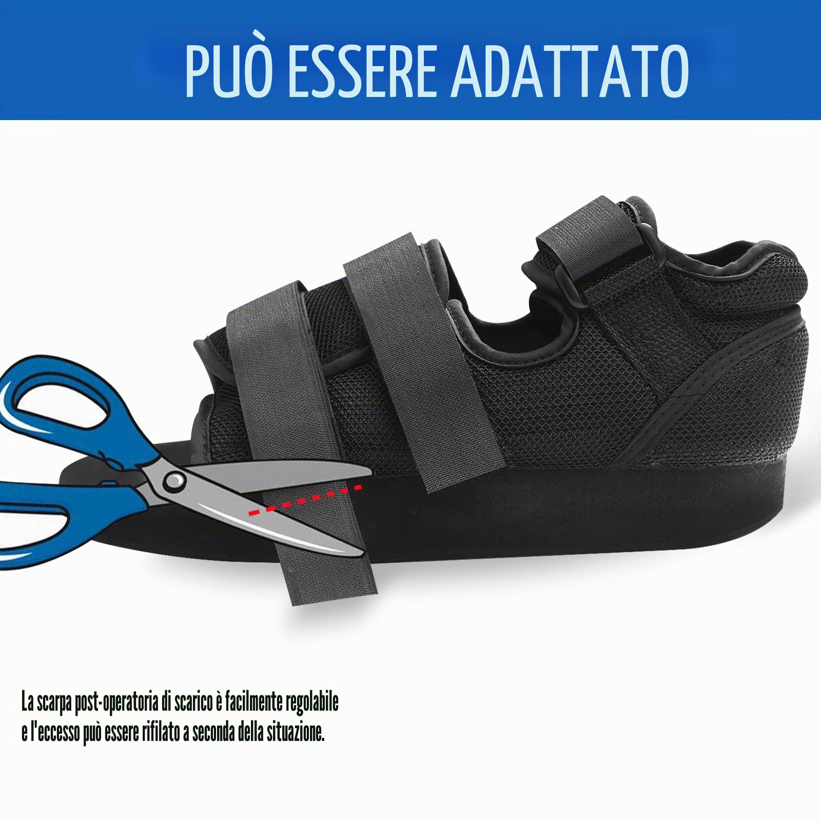 Scarpa da recupero post operazione, regolabile per camminata medica avampiede scarpa, per supporto post-operatorio, piede rotto, alluce valgo rotto, punta grossa intervento chirurgico piatto (XL)