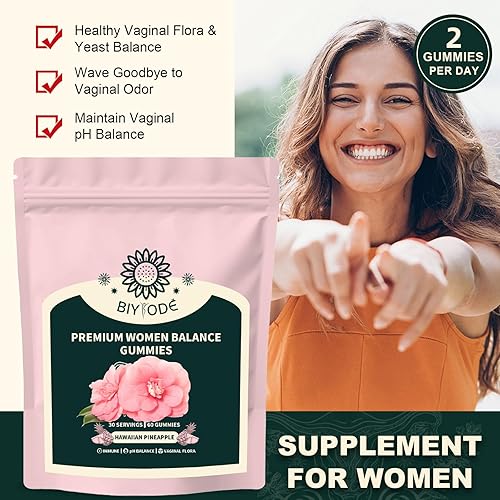 Miniatura 5 de Gomitas de piña para mujer, equilibrio de pH, probióticos femeninos para la salud vaginigal, nutrición femenina, apoyo inmunológico, vegano, sin
