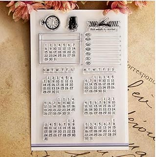Froiny Calendar Stamp Transparent Silicone Stamp Embossing Template for Scrapbooking Photo Album Decorative