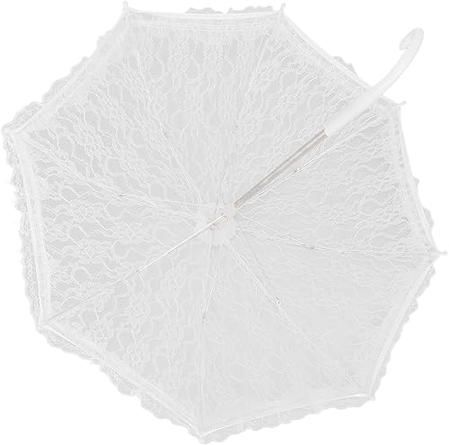 Miniatura 9 de TOPINCN Paraguas de encaje danza niños paraguas decorativo para paraguas blanco utilería paraguas bordado paraguas Bastidores