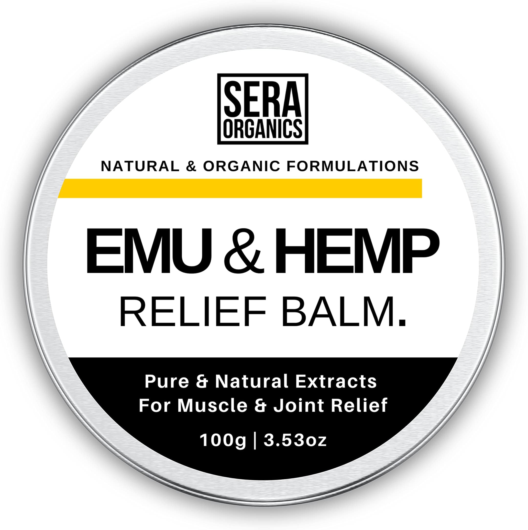Natural Paraben-Free Emu Oil & Hemp Relief Cream - High Strength Natural Ingredients for Muscle & Joint Relief, Soothes Discomfort in Joints, Muscles, Back & Knee Pain (100g) - by Sera Organics